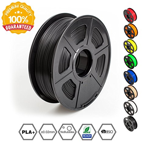 3D Printer Filament PLA Plus Black,PLA Plus Filament 1.75 mm,Low Odor Dimensional Accuracy  /- 0.02 mm 3D Printing Filament,2.2 LBS (1KG) Spool 3D Printer Filament for 3D Printers & 3D Pens,Black