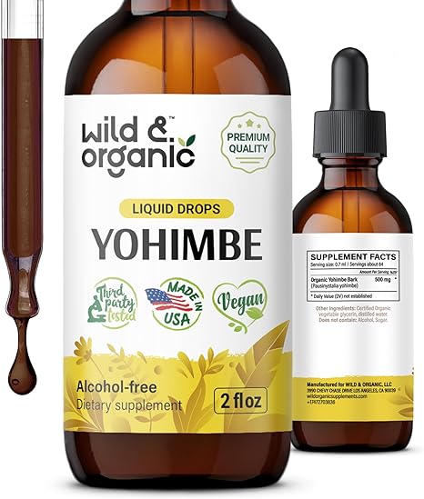 Yohimbe Bark Liquid Extract - Organic Yohimbe Supplements for Men & Women - Vegan, Alcohol Free Drops - 2 fl oz