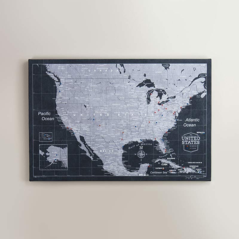 USA Travel Map Pin Board - Modern Slate - Made in Ohio, USA!