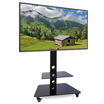 ABCCANOPY TV Cart Rolling Trolley Mount TV Stands w/Wheels, Rolling Monitor Stand with Adjustable Shelf for 32-65 Inch LED LCD OLED Flat Screen, Plasma TVs TV & Monitor (TV Stand L12-N)