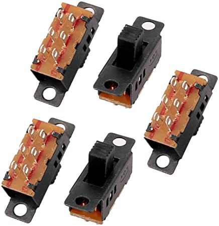 Sourcingmap 5Pcs 3 Position 6P DPDT Micro Miniature PCB Slide Switch Latching Toggle Switch