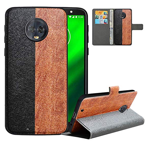 LFDZ Compatible with Moto G6 Case/Moto G (6th Generation) Case,PU Leather Moto G6 Wallet Case with [RFID Blocking],2 in 1 Magnetic Detachable Flip Slim Cover Case for Motorola Moto G6,Black/Brown