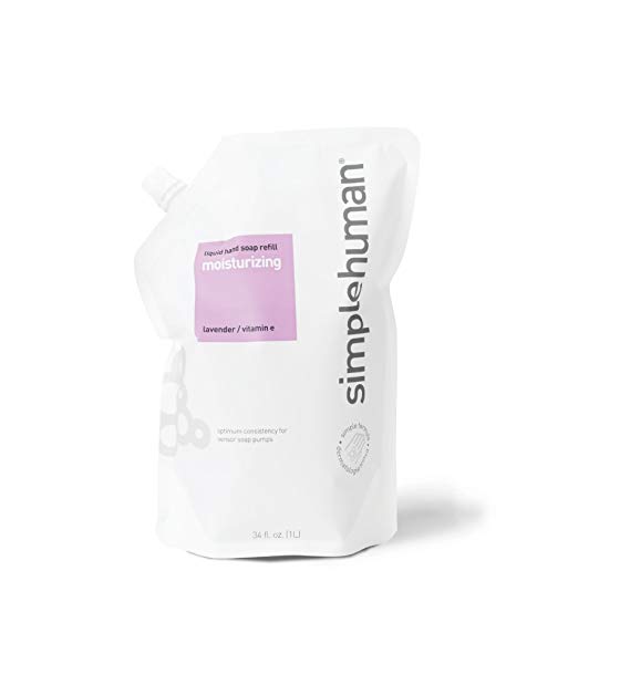 simplehuman Moisturizing Liquid Hand Soap, Lavender, Refill Pouch, 34 Fluid Ounce (Pack of 2)