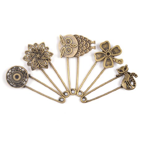 KLOUD City® 5 Pcs Bronze Vintage Hijab Pins /Brooch Pins/Safety Pins