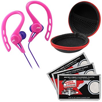 JVC HA-ECX20 Inner Ear Headphones (Pink) with Case & 3 Microfiber Cloths