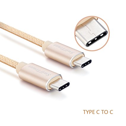 Type C Cable, USB C to USB C Swiftrans 5.9ft (1.8M) Braided Cable for USB Type-C Devices Including the new MacBook, ChromeBook Pixel, Nexus 5X, Nexus 6P, Nokia N1 Tablet, OnePlus 2 and More (Golden)