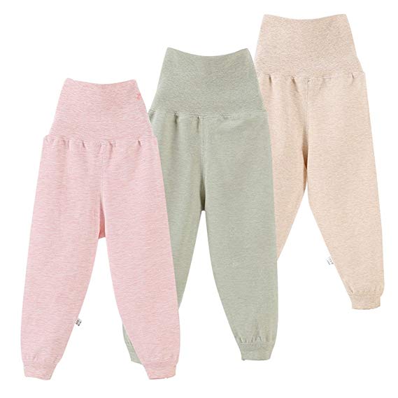 benetia 100% Organic Cotton Girls' Pajamas Pants Boys Sleepwear High Waist