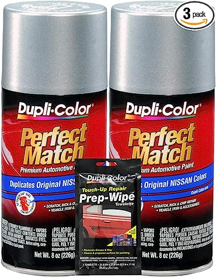 Dupli-Color Silver Mist (M) Exact-Match Automotive Acrylic Paint - 8 oz, Bundles Prep Wipe (3 Items)