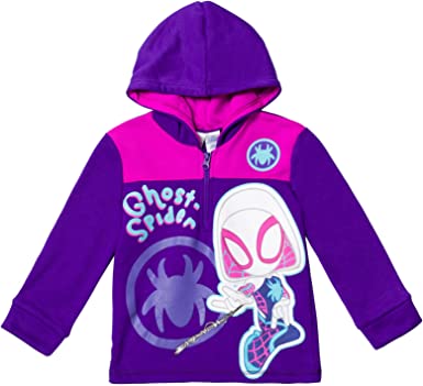 Marvel Spidey and His Amazing Friends Ghost-Spider Miles Morales Spider-Man Fleece Half Zip Hoodie Toddler to Little Kid