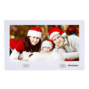 Digital Photo Frame 10 inch Kenuo Digital Picture Frame High HD 1024x600(16:9) Electronic Picture Frame with Video Player Stereo/MP3/Calendar/Auto On/Off Timer (10 Inch, White)