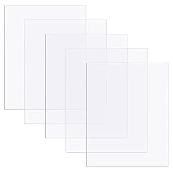 5 Pcs Polycarbonate Sheets Clear Plastic Sheet Thin Rigid Plastic Sheet Clear Polycarbonate Sheet Shatter Resistant Plastic Sheets for DIY Crafts Document Picture Frames(8 x 10 x 0.02 Inch)