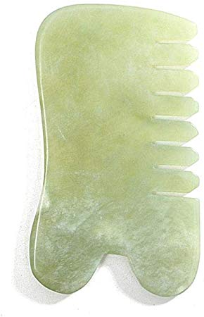 Jungles Gua Sha Scraping Massage Tool,2 in 1 Natural Jade Facial Guasha Board Comb Shape Massage,Face Tightening,Healthy Beauty,Great Tools for SPA Acupuncture Therapy Trigger Point Treatment on Face