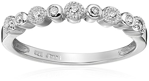 Sterling Silver Bezel-Set Diamond Wedding Anniversary Ring (1/10 cttw, I-J Color, I2-I3 Clarity)