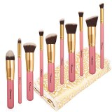 Makeup Brushes Set by Soobest  Makeup Brush kit Contains 10pcs Cosmetic Powder Kabuki Foundation Brushes and Applicators with Luxury Carry Bag -Professional Grade and Tested Synthetic Bristlespink