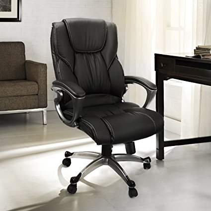 Office Chair With PU Leather Back Support Big&Tall High-Back Computer Desk Chair -Black