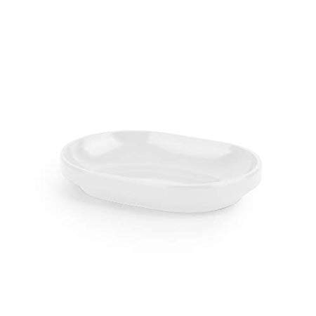 Umbra Step Soap Dish Container For Bathroom - White Oval Durable Soap Bar Holder For Bath Sink - Nicely Fits Into Amenity Tray and Holds the Soap Bar Preventing It From Dirt and Ensures Zero Waste