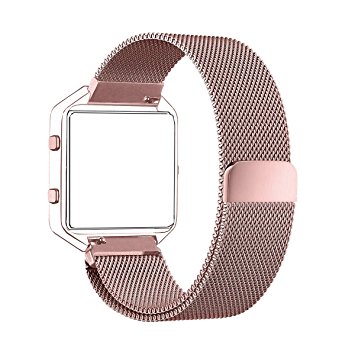 For Fitbit Blaze Replacement Band, PUGO TOP Milanese Loop Stailess Steel Bracelet Strap for Fitbit Blaze Smart Fitness Watch, with Unique Magnet Lock