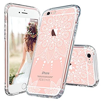 iPhone 6 Plus Case, iPhone 6 Plus Clear Case, MOSNOVO White Henna Mandala Floral Lace Clear Design Printed Plastic with TPU Bumper Protective Back Phone Case Cover for Apple iPhone 6s Plus (5.5 Inch)