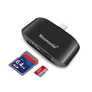 SD Card Reader with lightning,Micro SD/TF Memory Card Adapter for IOS iPhone iPad PC, Wifi Card Reader,Trail Game Camera Viewer,External Storage Memory Expansion Reader (Black)