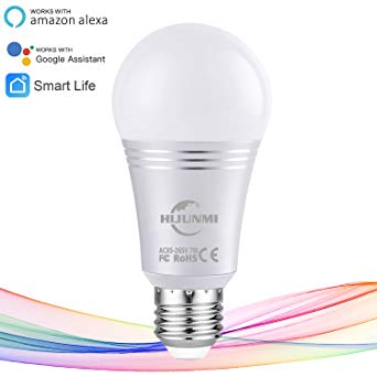 Smart Wifi Led Light Bulb Wi-Fi A19 7W 60W Equivalent No Hub E26/27 Medium Base lighting,long lasting,energy saver,Dimmable, Multicolor(RGB),Compatible with Amazon Alexa Google Assistant(UL Listed)