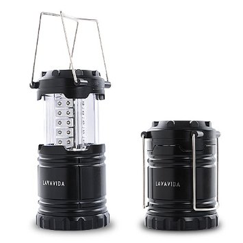 LAVAVIDA Ultra Bright Portable LED Camping Lantern - Great for Hiking Hunting Storm Emergency Hurricane Outages - Black Collapsible