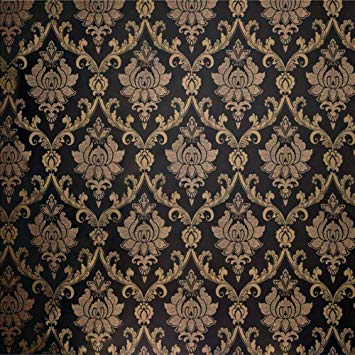 QIHANG European style Gold - Flecked Process Damask Non-woven Wallpaper Black Colors 0.53m(1.73') x 10m(32.8')=5.3㎡(57sqft)
