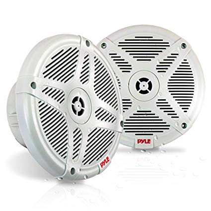 6.5 Inch Marine Speakers (Pair) - 2-way IP-X4 Waterproof and Weather Resistant Outdoor Audio Dual Stereo Sound System with 600 Watt Power and Low Profile Design - Pyle PLMR652W (White)