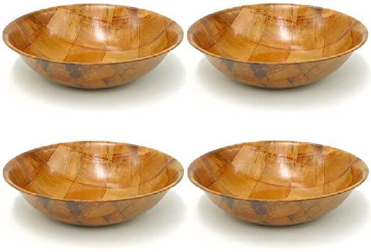 Winco WWB-6 Wooden Woven Salad Bowl, 6-Inch, Set of 4