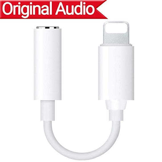 Lighting Jack Adapter, 3.5 mm Headphone Jack Adaptor for Phone 8/8Plus Phone 7/7Plus Phone X Earphone Connector to 3.5mm AUX Audio Jack Wire Control Cable Extender.Support Los 11.3 System-White