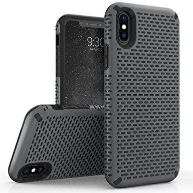 Zizo Echo Series iPhone X Case - Dual Layered TPU and PC with Anti-Slip Grip (Gun Metal Gray & Black)