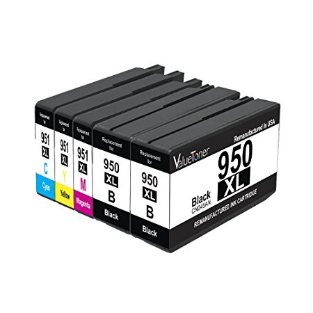 Valuetoner for HP 950 951 XL,HP Officejet Pro 8610,Ink Cartridge Replacement For HP Officejet Pro 8100 8600 8620 8630 8640 8660 251dw 271dw High Yield Updated Chips (2 Black,1 Cyan,1 Magenta,1 Yellow)