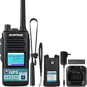 BAOFENG DMR DM-1702 Radio GPS AES265 Encryption Ham Radio Digital Analog DMR Walkie Talkie Time Slot Tier I & II 1024CH Radio Dual Mode with 18.89in Tactical Antenna