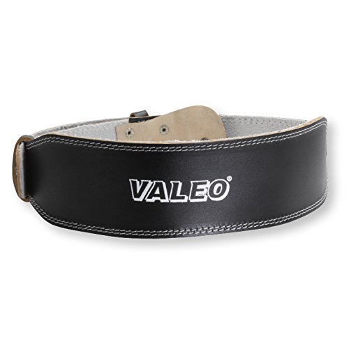 Valeo 1240108 4-Inch Padded Leather Lifting Belt For Men And Women With Back Support for Weightlifting And Suede Lined Foam Lumbar Pad, Small