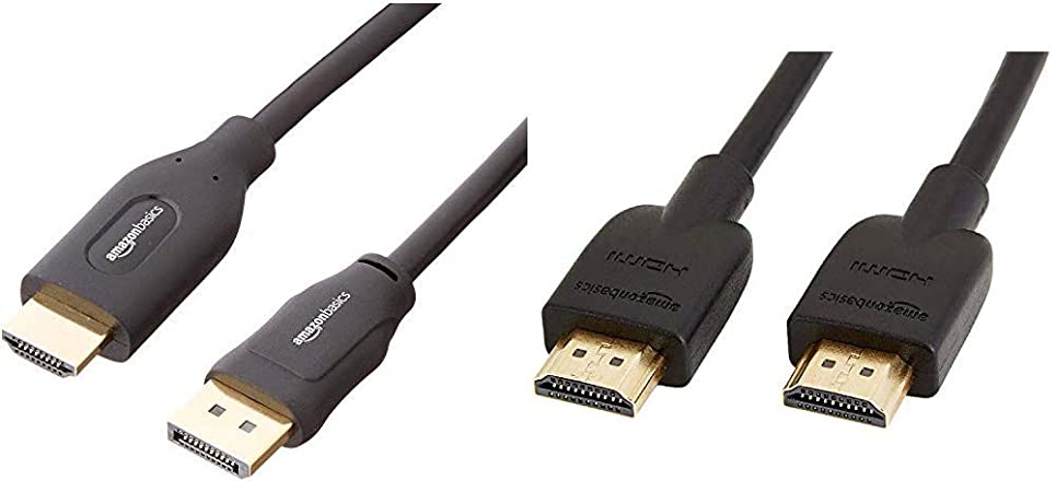 AmazonBasics DisplayPort to HDMI Display Cable - 6 Feet Bundle with AmazonBasics High-Speed 4K HDMI Cable - 6 Feet