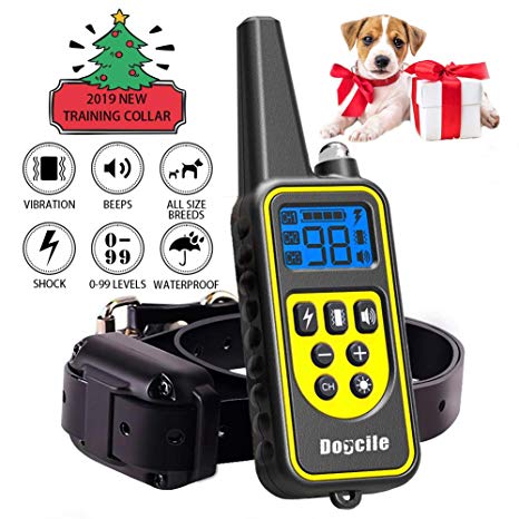 FUNSHION Shock Collar for Dogs 2600 FT Dog Shock Collar with Remote Beep Vibration Shock Light Modes Dog Training Collar IPX7 100% Waterproof and Rechargeable Shock Collar