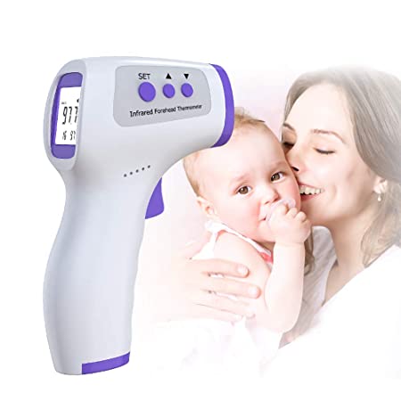 Forehead Thermometer Kids Adults Baby - Non-Contact Digital Infrared Forehead Thermometer for Fever with LCD Display No-Touch Accurate Instant Readings