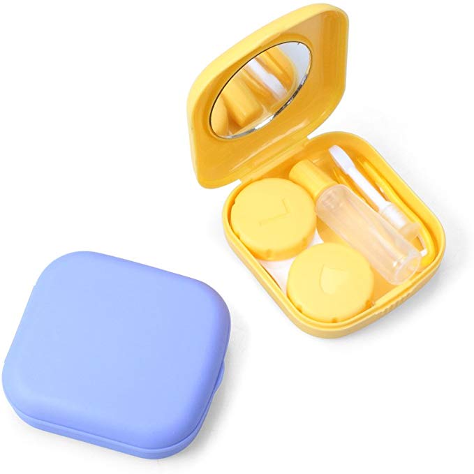 2SETS Pocket Mini Contact Lens Case Travel Kit Easy Carry Mirror Container Holder
