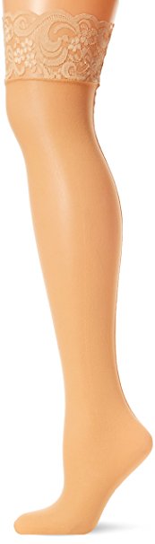 Leg Avenue Women's Sheer Thigh High Stockings with Back Seam and  Lace Top