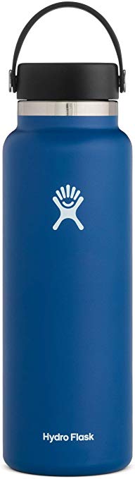 Hydro Flask Water Bottle - Stainless Steel & Vacuum Insulated - Wide Mouth 2.0 with Leak Proof Flex Cap - 40 oz, Cobalt