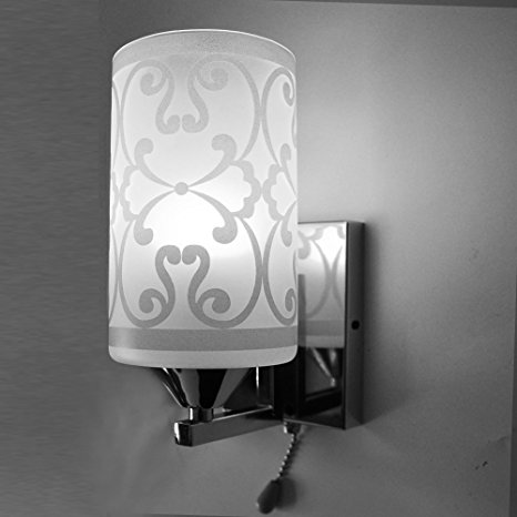 Elitlife Elegant style Modern Wall Light Lamp Pattern Indoor energy saving for Bedside Lamp/Stair Lamp/Wall Sconce/Living Room witn Pull line switch & 3W warm light bulb (Cool White)
