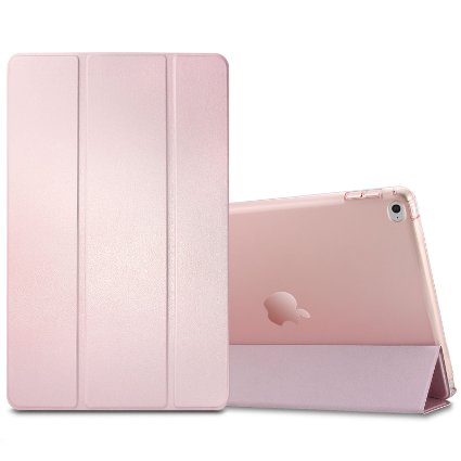 Infiland iPad Air 2 Case - Ultra Slim Smart-shell Stand Cover with Translucent Frosted Back Protector (with Auto Wake / Sleep) for Apple iPad Air 2 (iPad 6) 9.7 Inch Tablet, Rose Gold