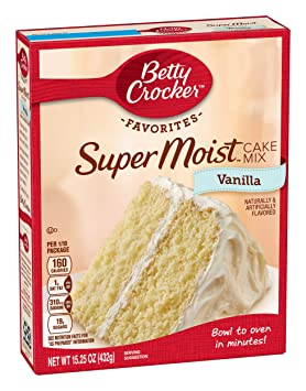 Betty Crocker Baking Mix, Super Moist Cake Mix, Vanilla, 15.25 Oz Box