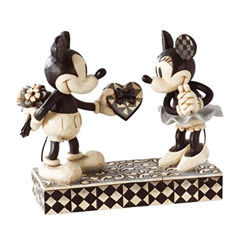 Disney Traditions by Jim Shore Black & White Mickey & Minnie Mouse Stone Resin Figurine, 6”