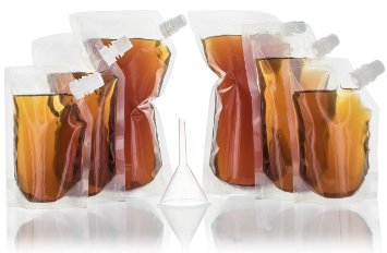 Concealable Collapsible Cruise Liquor Bags Set Of 6 With Funnel  3 Sizes-32 oz 16 oz 8 oz  Undetectable Unmarked Flask For Sneaking Booze Anywhere Vacations Concerts Camping and More