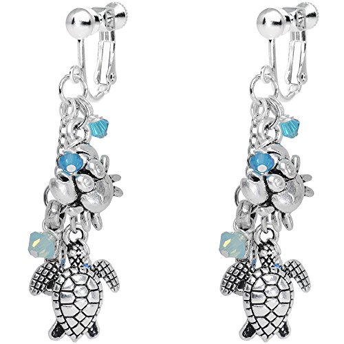 Body Candy Silver Plated Ocean Sea Creatures Clip On Earrings Created with Swarovski Crystals