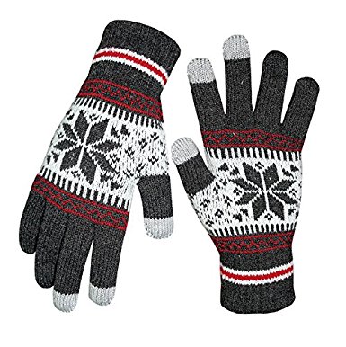 Holly Knitted Jacquard Touchscreen Gloves for Smartphones & Tablets, Small, Medium and Large