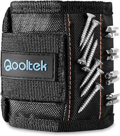 Qooltek Magnetic Wristband, with 20 Strong Magnets, Breathable Tools Belt for Holding Screws, Screw Nut, Nails, Drilling Bits, Personalized Gifts for Men, Dad, DIY Handyman, Husband, Boyfriend