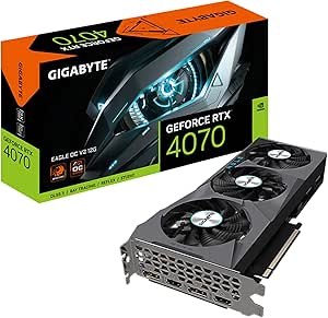 GIGABYTE GeForce RTX 4070 Eagle OC V2 12G Graphics Card, 3X WINDFORCE Fans, 12GB 192-bit GDDR6X, GV-N4070EAGLE OCV2-12GD Video Card