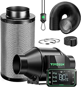 VIVOSUN Smart Air Filtration PRO G4 Kit 4", AeroZesh G4 Inline Duct Fan w/GrowHub E42A Temp. Humidity WiFi-Controller, Carbon Filter & Ducting, Cooling & Ventilation System for Grow Tent, Hydroponics