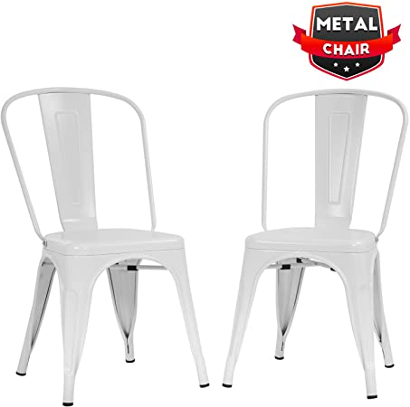 Metal Dining Chairs Set of 2 Indoor Outdoor Chairs Patio Chairs Kitchen Metal Chairs 18 Inch Seat Height Restaurant Chair Metal Stackable Chair Tolix Side Bar Chairs 330LBS Weight Capacity